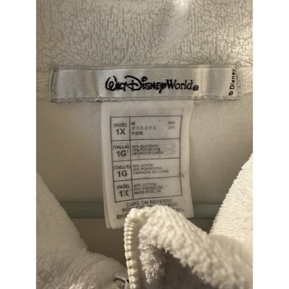 Disney Parks WDW Mickey Mouse Zip Front White Terry Cloth Swim Suit Cover Up 1x - Picture 3 of 5